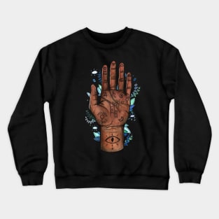 witchy palm reading hand print Crewneck Sweatshirt